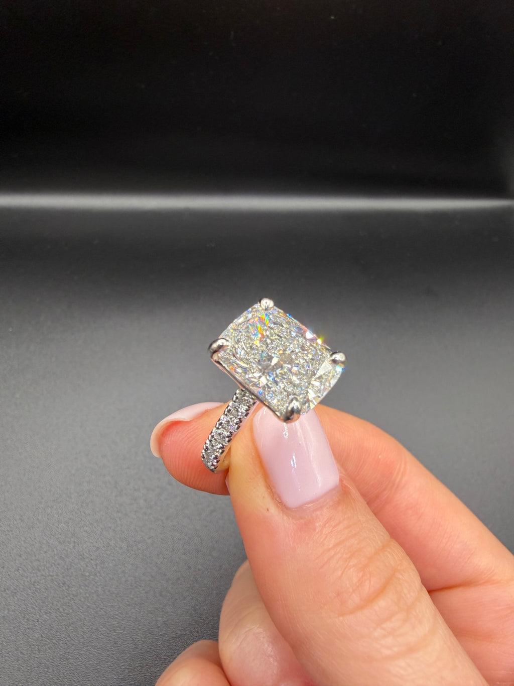 5.10 CT IGI Certified Platinum Cushion Lab-Grown Diamond Engagement Ring • G Color VS1