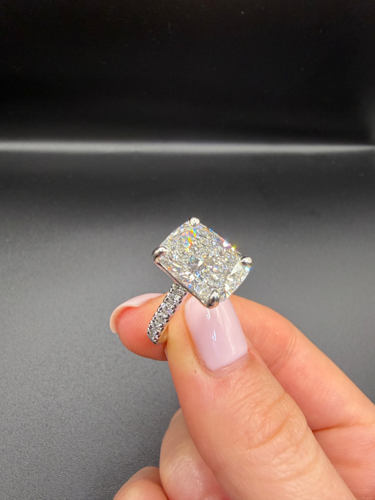 5.10 CT IGI Certified Platinum Cushion Lab-Grown Diamond Engagement Ring • G Color VS1