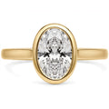 2.50 CT BEZEL-SET OVAL BRILLIANT LAB DIAMOND RING • F COLOR • 14K YELLOW GOLD • VS1 • IGI CERTIFIed