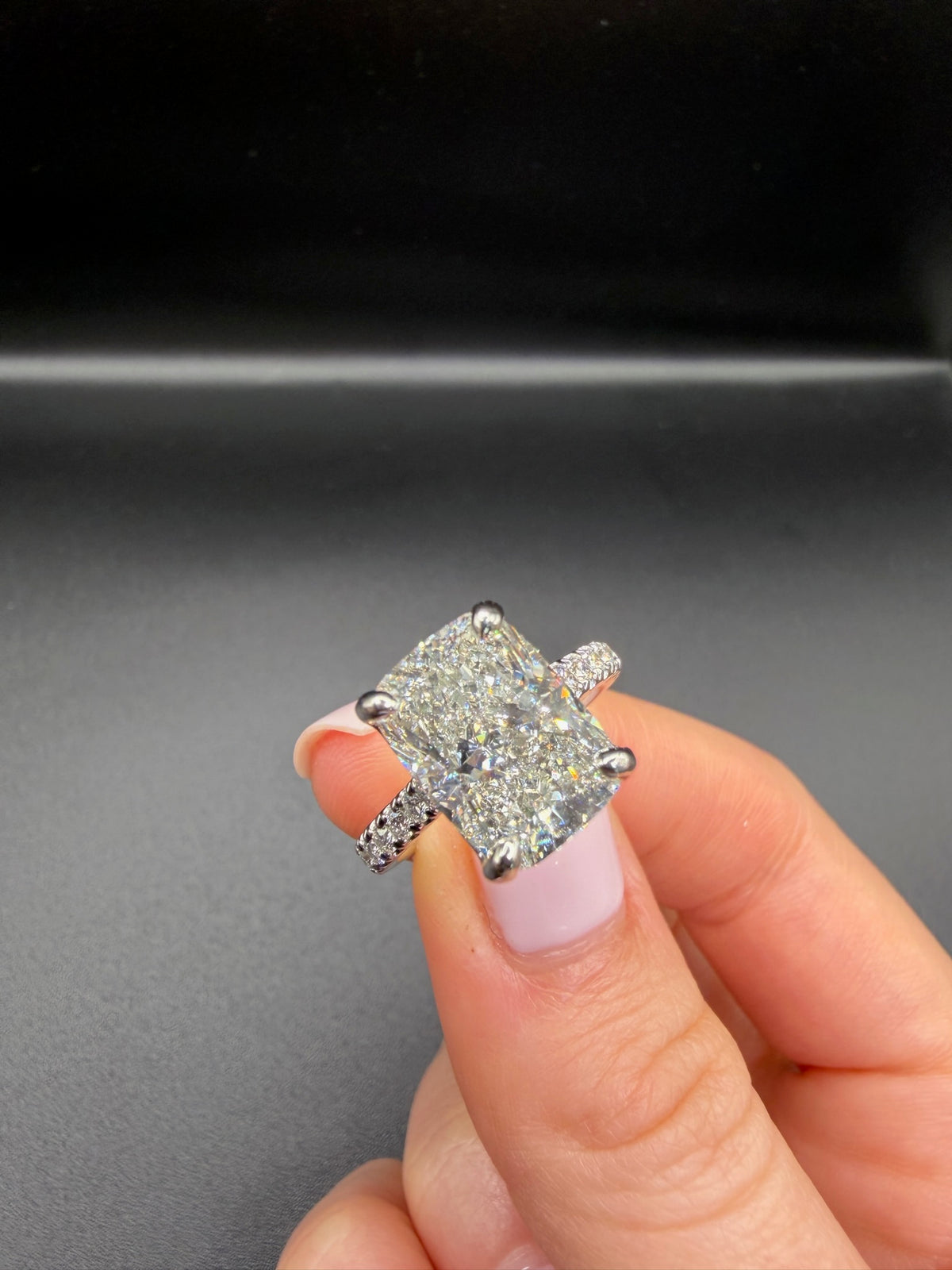 5.10 CT IGI Certified Platinum Cushion Lab-Grown Diamond Engagement Ring • G Color VS1