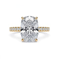 5.74 CT CUSHION BRILLIANT LAB DIAMOND RING • 5.06 CT CENTER • E COLOR • 14K YELLOW GOLD • VS1 • IGI CERTIFIED
