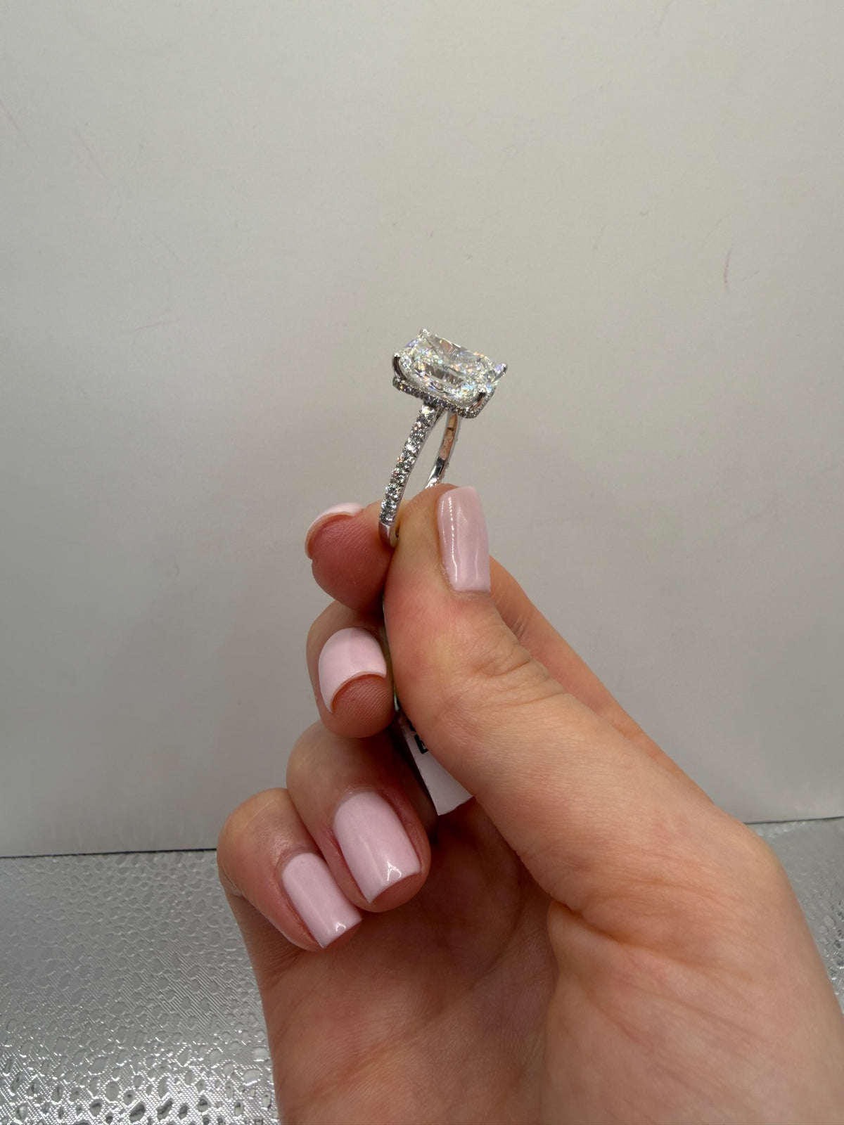 4 CT IGI Certified Cushion Lab-Grown Diamond Engagement Ring • E Color VS1 • 14K White Gold