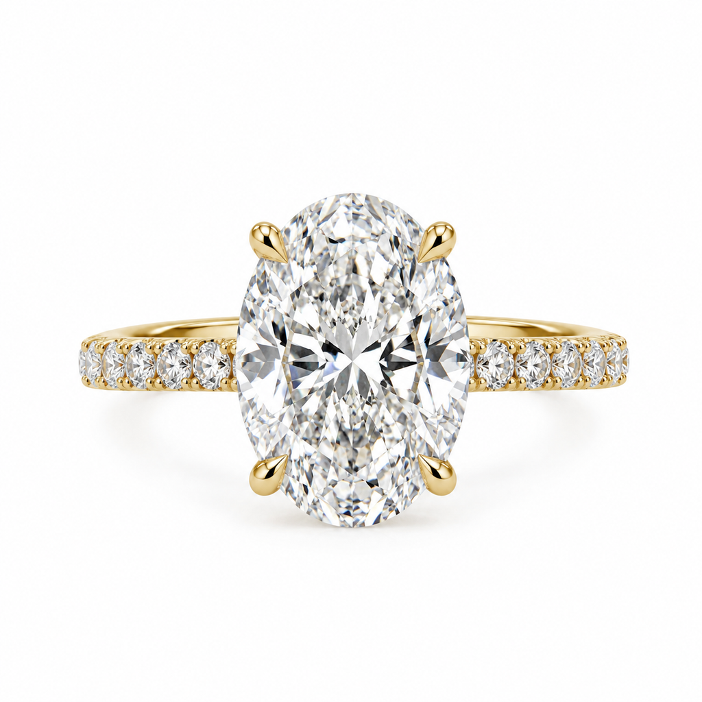 7.08 CT OVAL BRILLIANT LAB DIAMOND RING • 6.09 CT CENTER • E COLOR • VS1 • IGI CERTIFIED