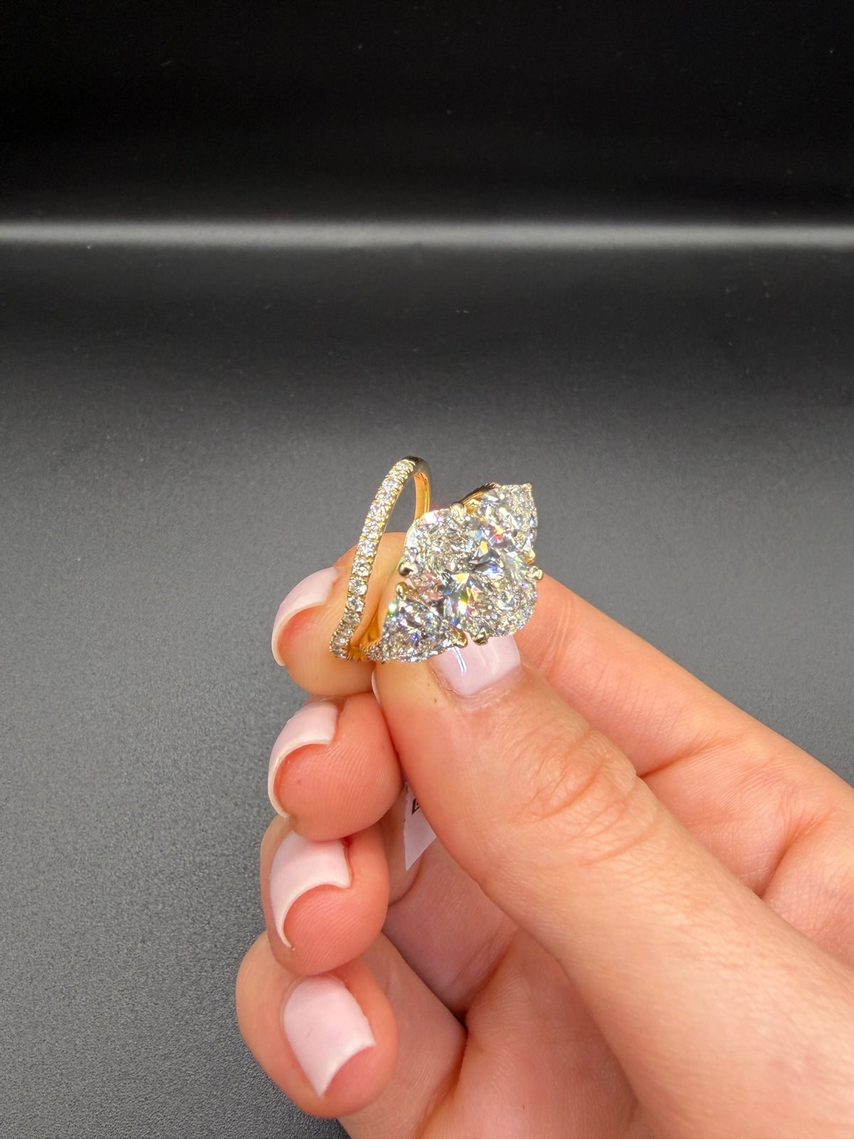 3.02 CT IGI Certified Double Lab-Grown Diamond Engagement Ring • E Color VS1 • 14 K Yellow Gold