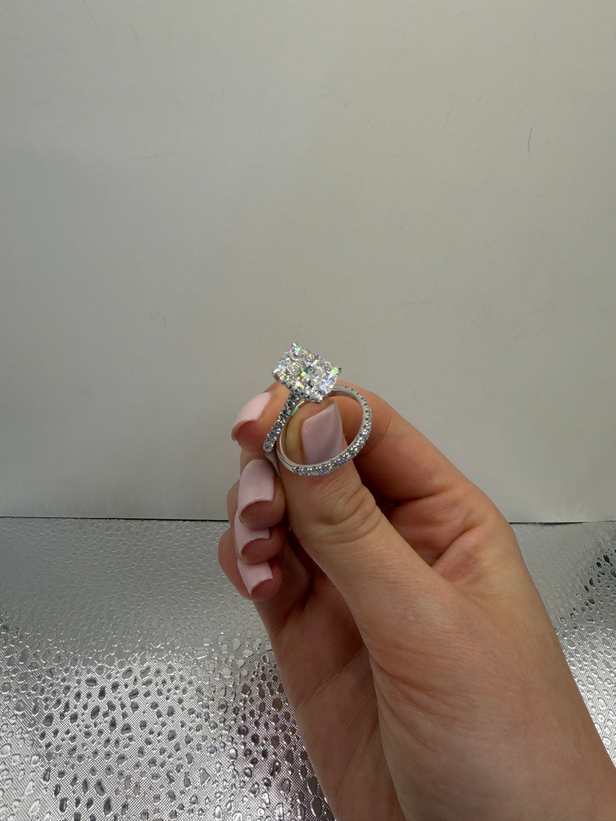 3.05 CT IGI Certified Cushion Double Lab-Grown Diamond Engagement Ring • 14K White Gold