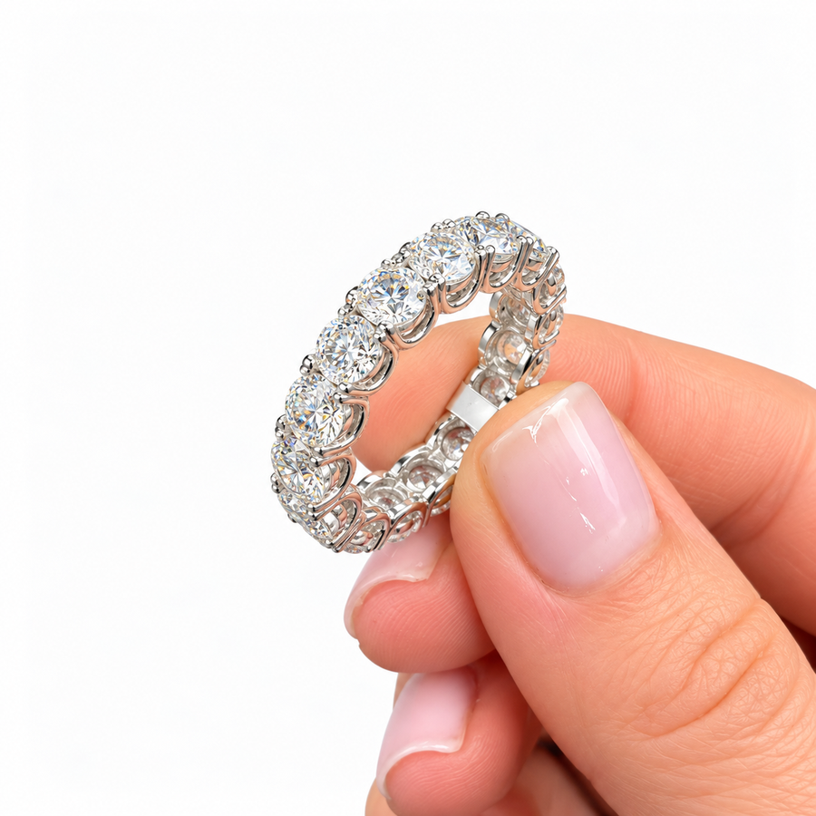 14K White Gold Non-Certified Lab-Grown Diamond Ring • 5.62 Carat Total Weight • E-F Color • Size 7