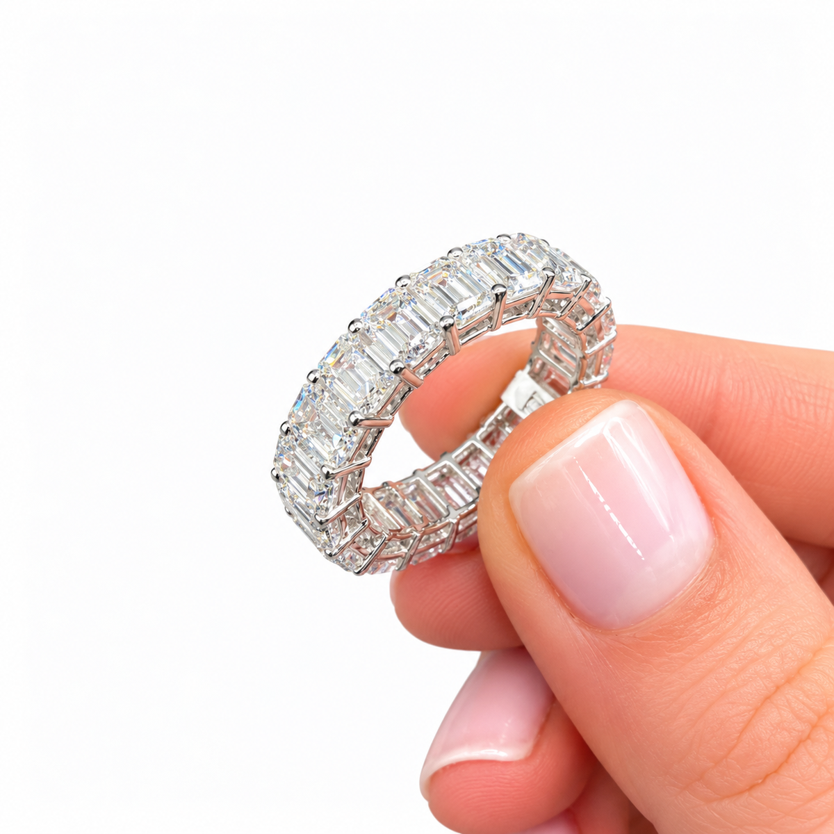 14K White Gold Non-Certified Lab-Grown Diamond Ring • 6.25 Carat Total Weight • E-F Color • Size 7