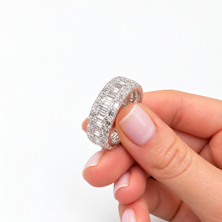 10K White Gold Non-Certified Lab-Grown Diamond Ring • 6.92 Carat Total Weight • E-F Color • Size 10