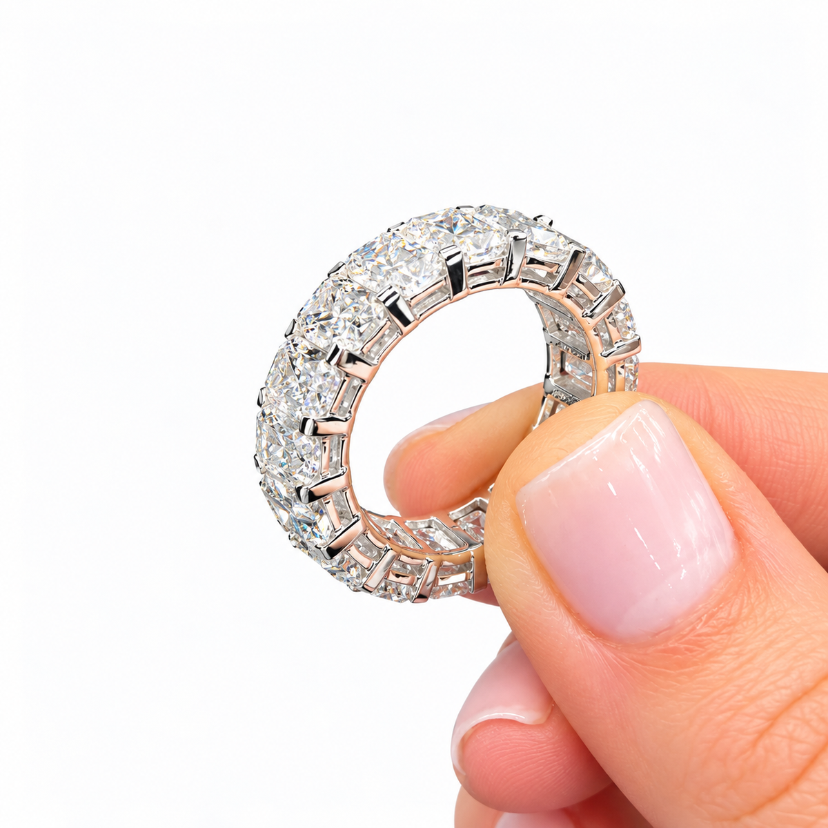 14K White Gold Non-Certified Lab-Grown Diamond Ring • 6.50 Carat Total Weight • E-F Color • Size 7