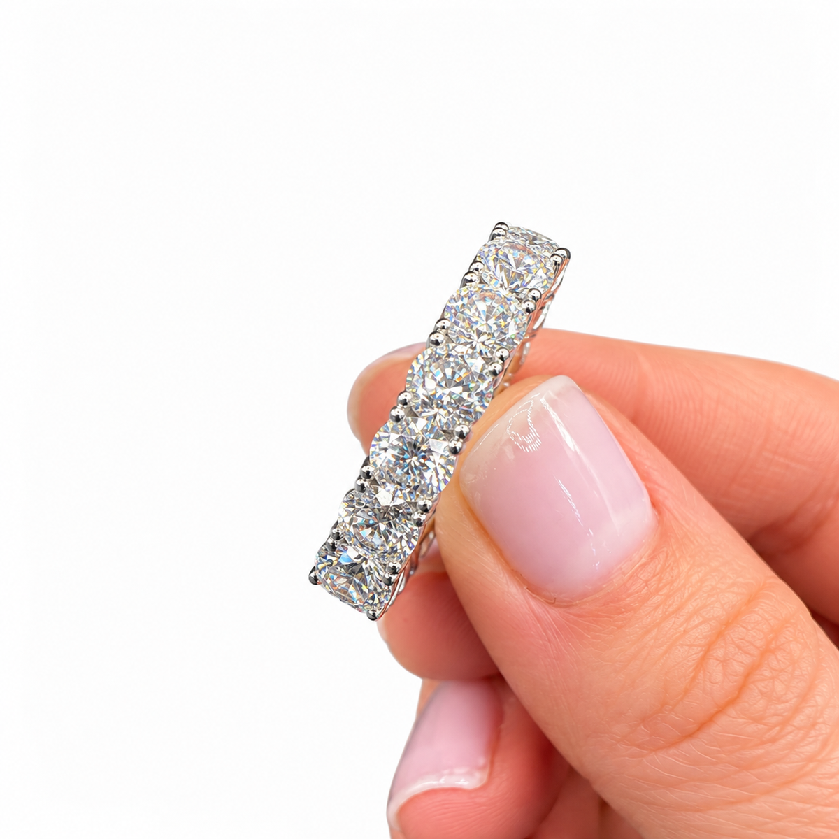 14K White Gold Non-Certified Lab-Grown Diamond Ring • 5.62 Carat Total Weight • E-F Color • Size 7