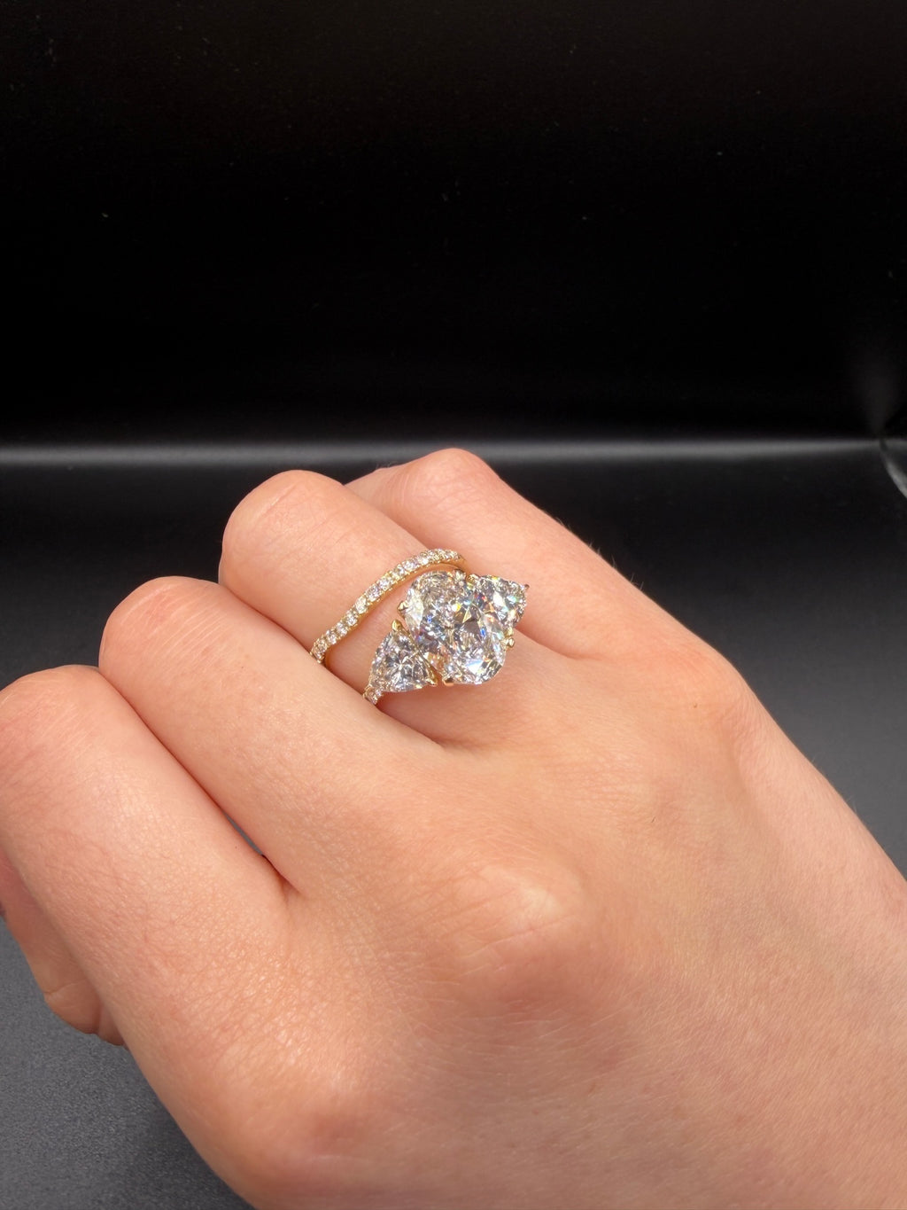 3.02 CT IGI Certified Double Lab-Grown Diamond Engagement Ring • E Color VS1 • 14 K Yellow Gold