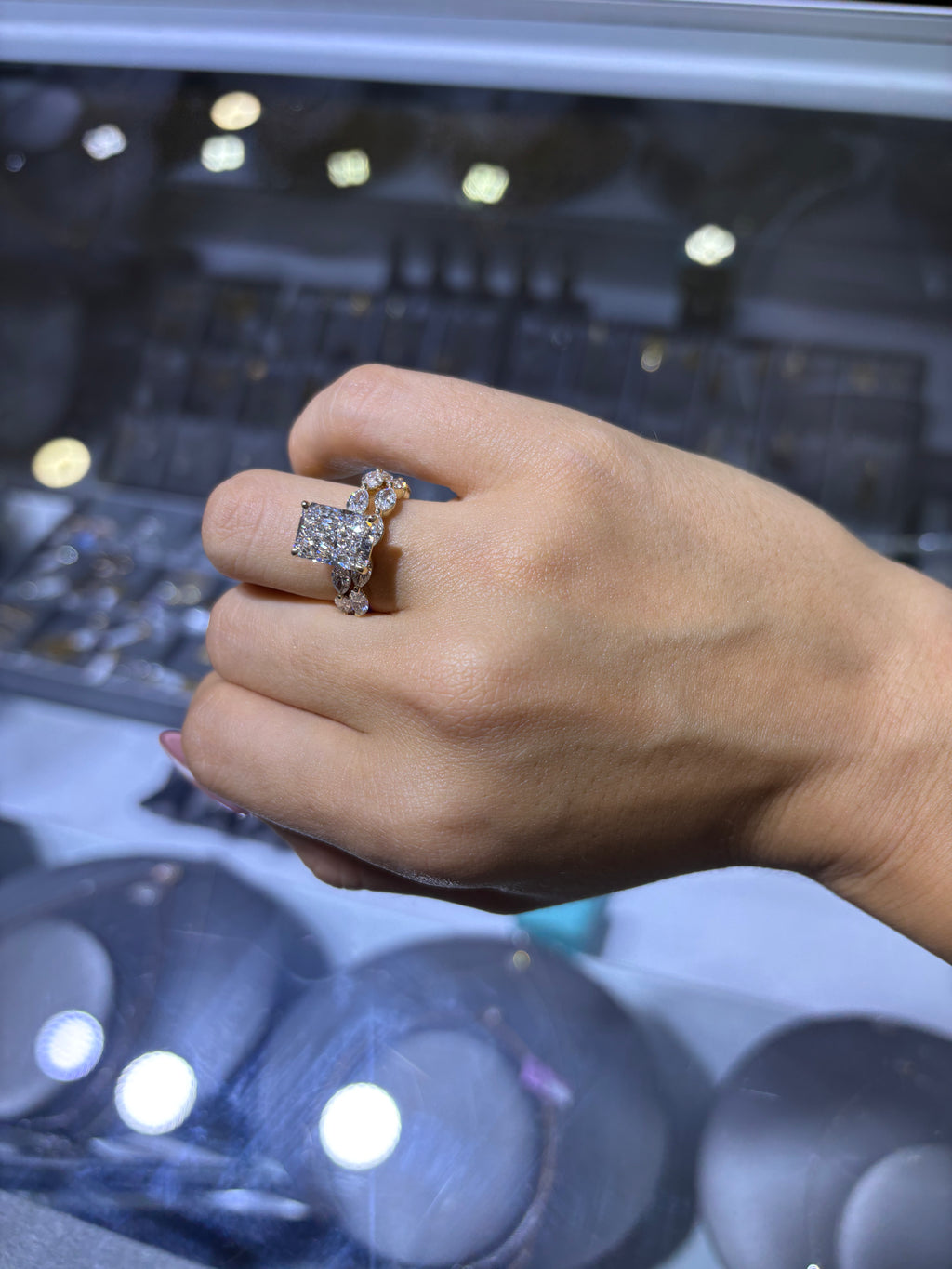 6.52 CT 14K LAB-GROWN DIAMOND ENGAGEMENT SET WITH ETERNITY BAND • 4.07 CARAT CENTER • E COLOR • VS1 CLARITY• IGI CERTIFIED
