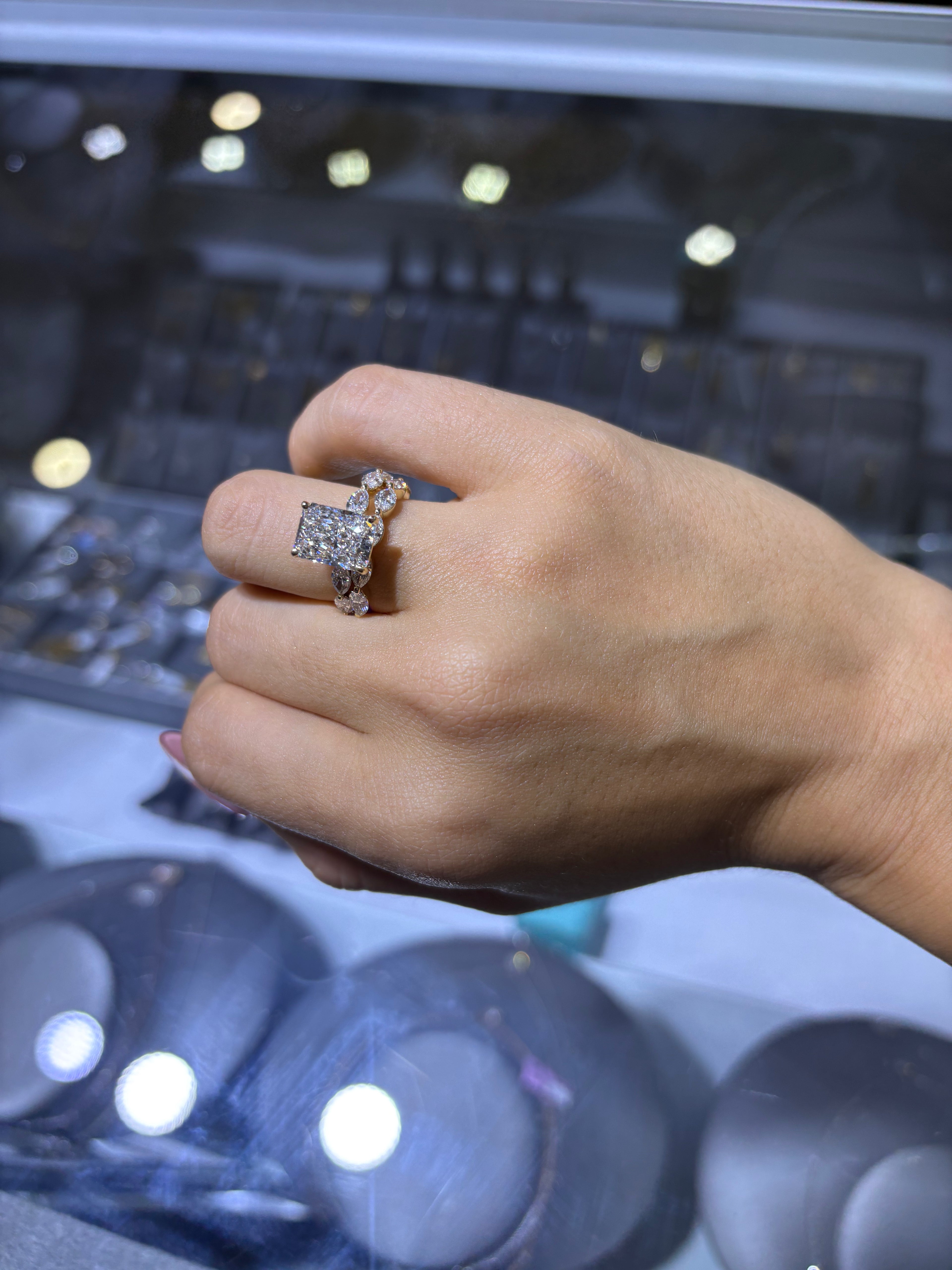 6.52 CT 14K LAB-GROWN DIAMOND ENGAGEMENT SET WITH ETERNITY BAND • 4.07 CARAT CENTER • E COLOR • VS1 CLARITY• IGI CERTIFIED