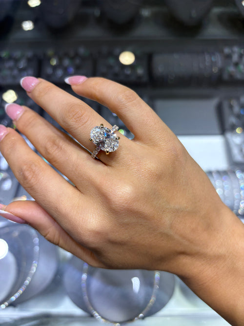 7.08 CT OVAL BRILLIANT LAB DIAMOND RING • 6.09 CT CENTER • E COLOR • VS1 • IGI CERTIFIED