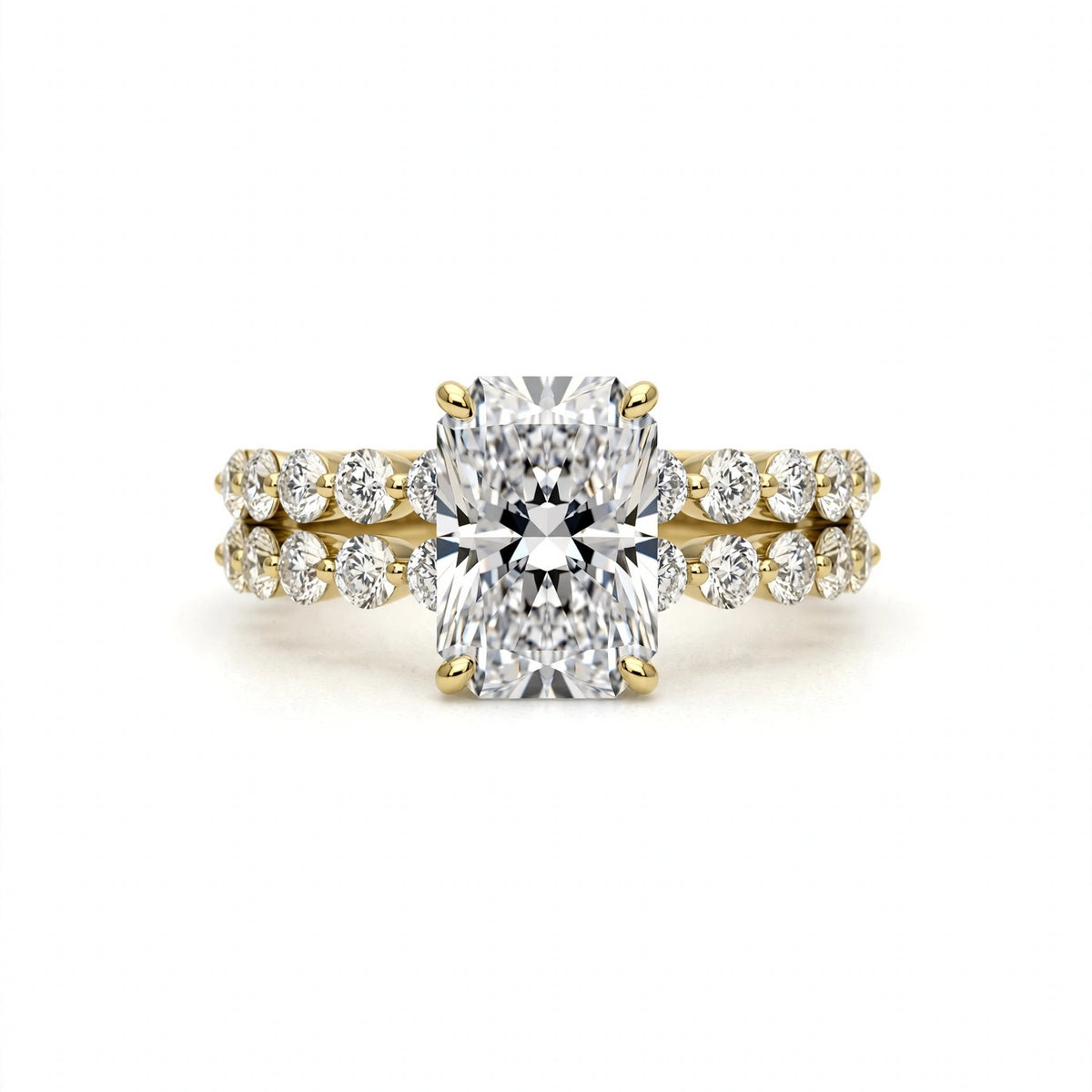 5.08 CT 14K RADIANT LAB-GROWN DIAMOND ENGAGEMENT SET WITH ETERNITY BAND • 3.03 CARAT CENTER • E COLOR • VS1 CLARITY • IGI CERTIFIED
