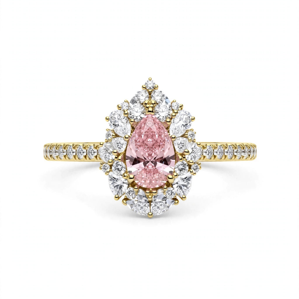 4.70 CT PEAR BRILLIANT LAB DIAMOND RING • 2.50 CT CENTER • FANCY VIVID PINK • VVS2 • IGI CERTIFICATE INCLUDED