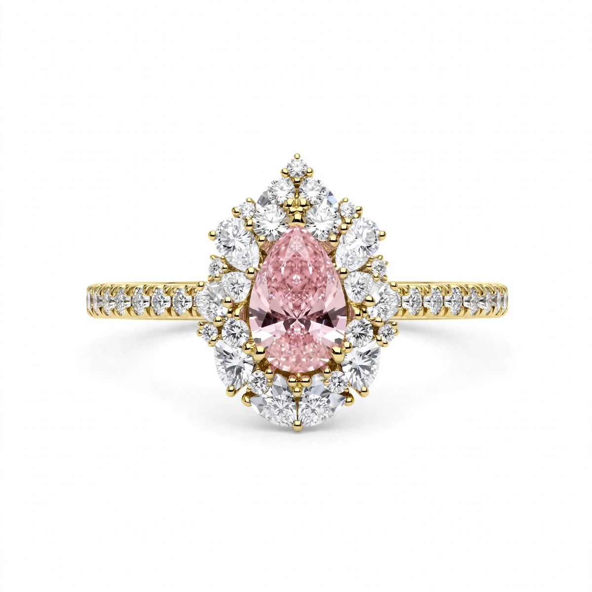 4.70 CT PEAR BRILLIANT LAB DIAMOND RING • 2.50 CT CENTER • FANCY VIVID PINK • VVS2 • IGI CERTIFICATE INCLUDED