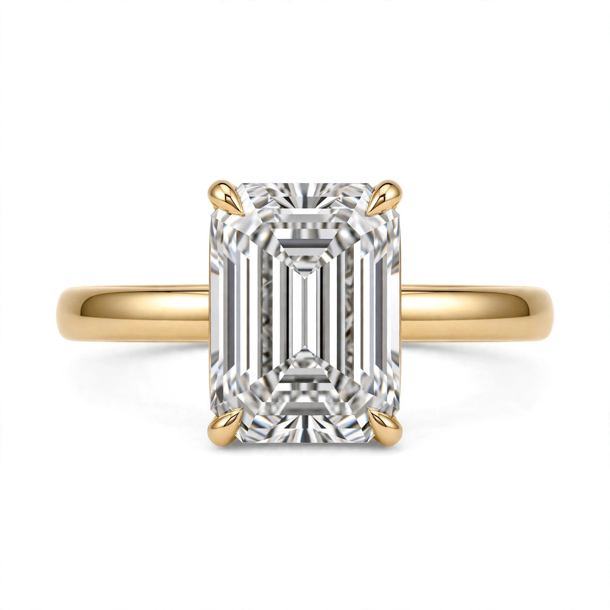 7.09 CT EMERALD CUT LAB DIAMOND RING  • F COLOR • YELLOW GOLD • VVS2 • IGI CERTIFIED