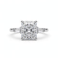 7.06 CT LAB DIAMOND RADIANT CUT RING • 6.06 CT CENTER • 14K GOLD • F VS1 • IGI CERTIFIED