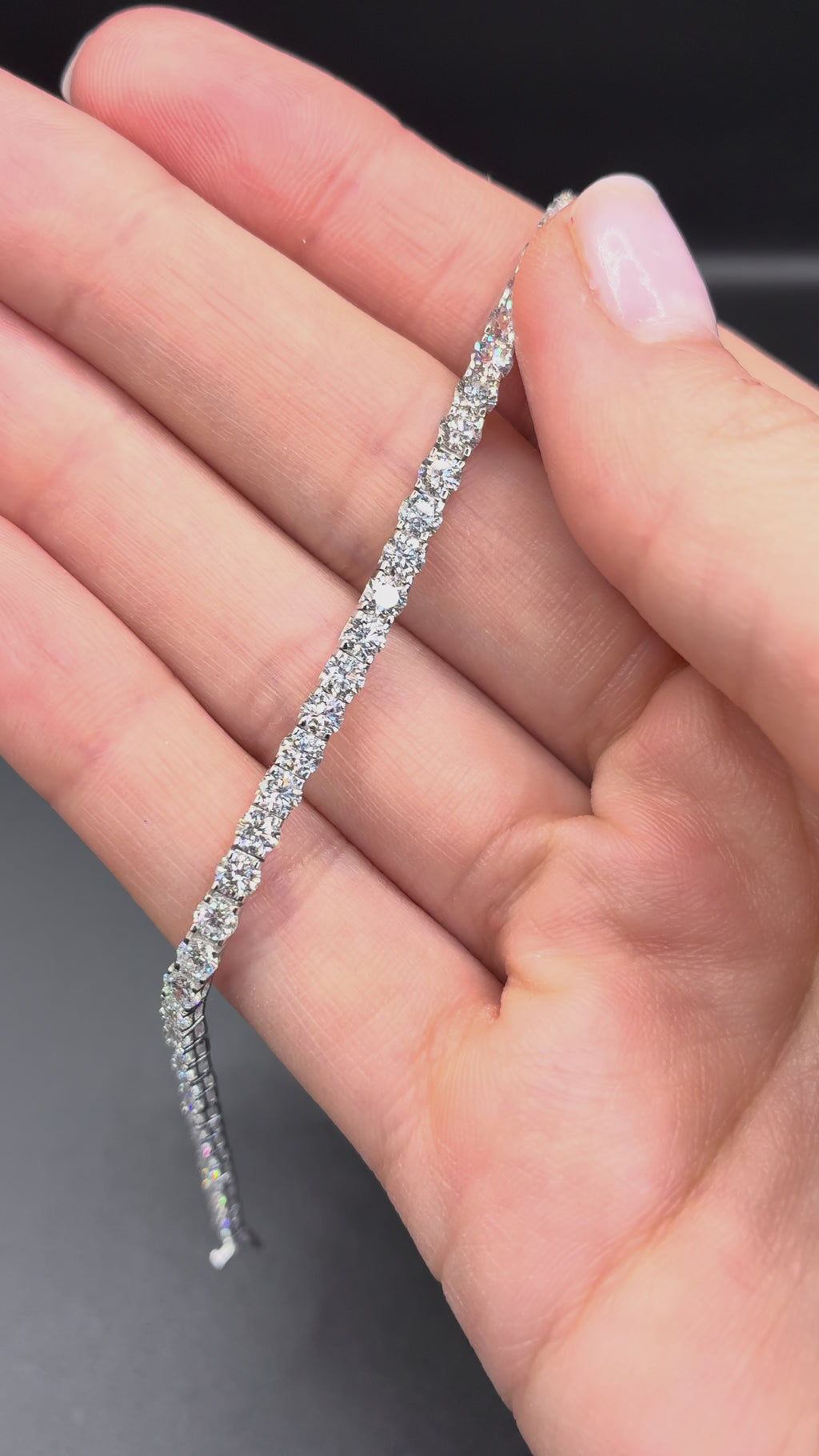 14K White Gold Lab-Grown Diamond Tennis Bracelet • 6.00 Carat Total Weight • Square Stones • Non-IGI Certified