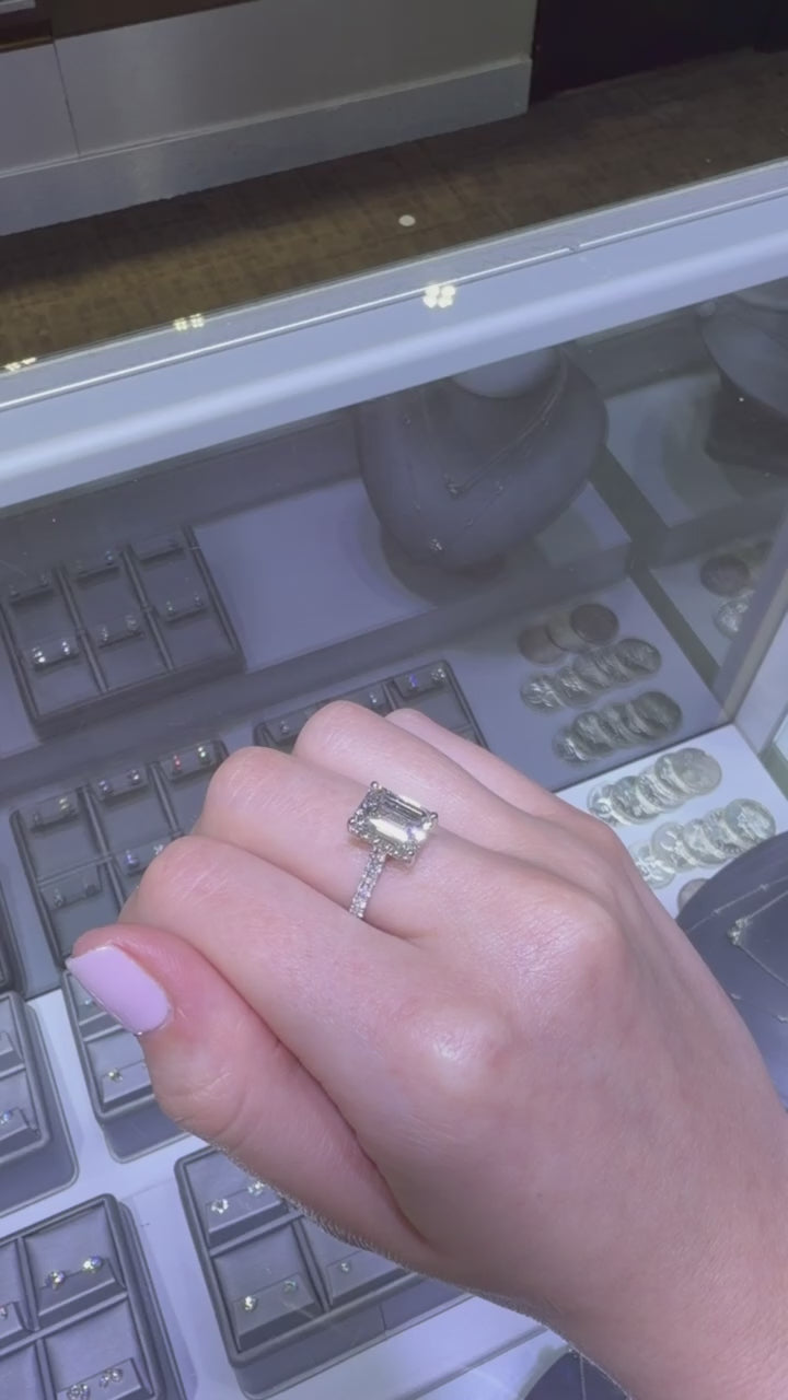 3.01 CT IGI Certified Rectangle Lab-Grown Diamond Engagement Ring • D Color VS1 • 14K White Gold