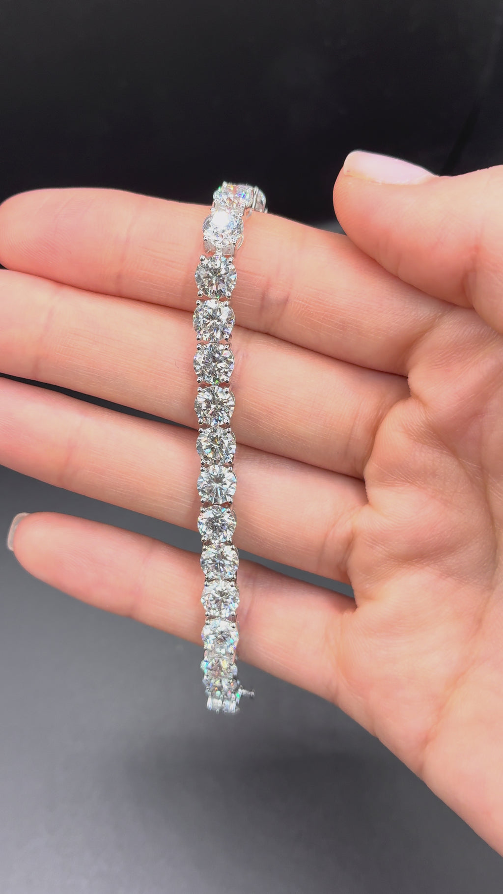 14K White Gold Tennis Bracelet • Non-IGI Certified • 22.22 Carat Total Weight • Round Stones