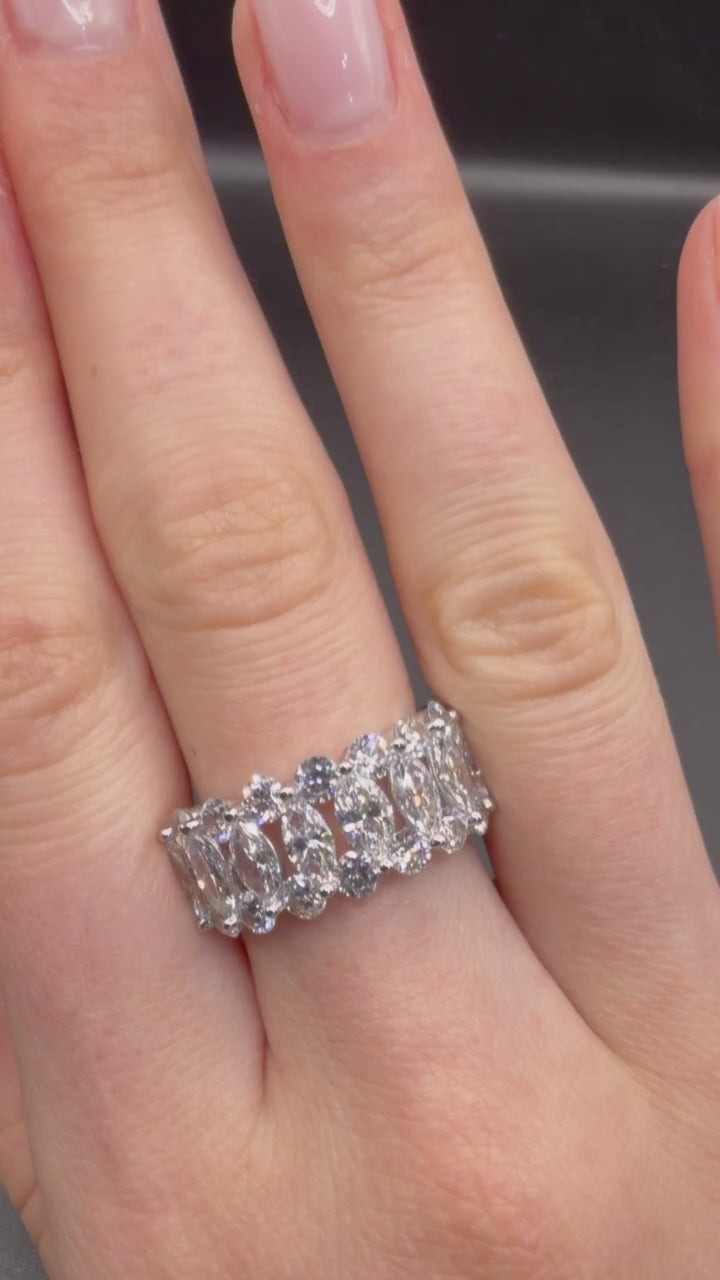 14K White Gold Non-Certified Lab-Grown Diamond Ring • 4.03 Carat Total Weight • E-F Color • 16 Round Stones • Size 7