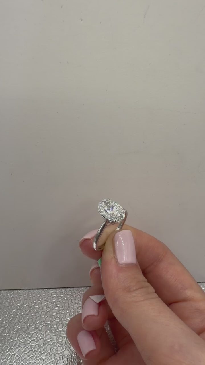 2.57 CT IGI Certified Oval Lab-Grown Diamond Engagement Ring • 14K White Gold