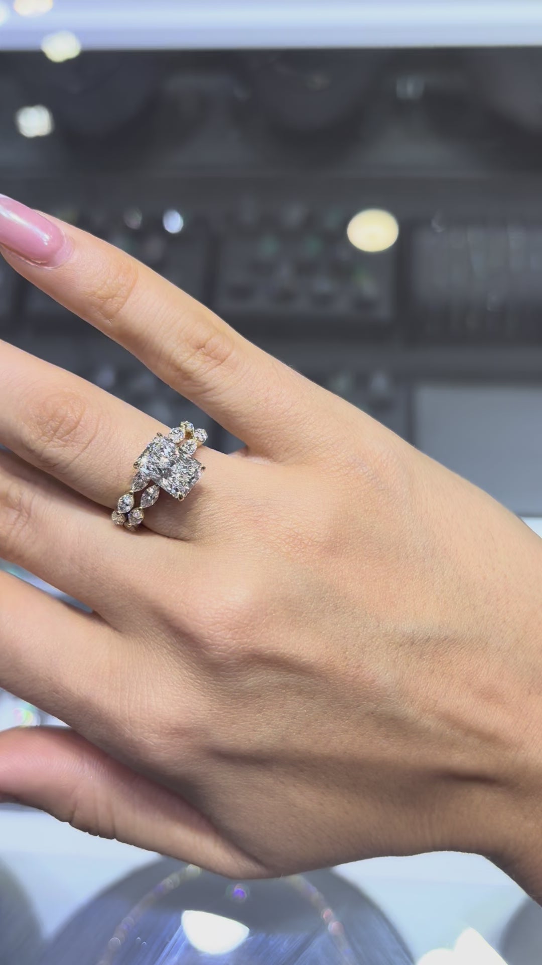 4.30 CT RADIANT BRILLIANT LAB DIAMOND ENGAGEMENT SET • 3.07 CT CENTER • E COLOR • VS1 • ETERNITY BAND INCLUDED • IGI CERTIFIED