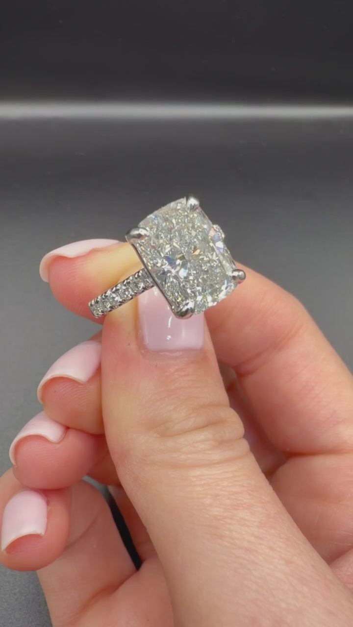 5.10 CT IGI Certified Platinum Cushion Lab-Grown Diamond Engagement Ring • G Color VS1