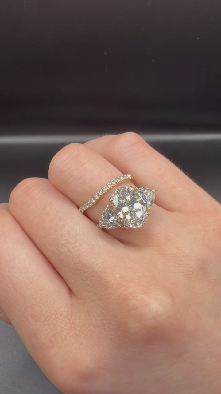 3.02 CT IGI Certified Double Lab-Grown Diamond Engagement Ring • E Color VS1 • 14 K Yellow Gold
