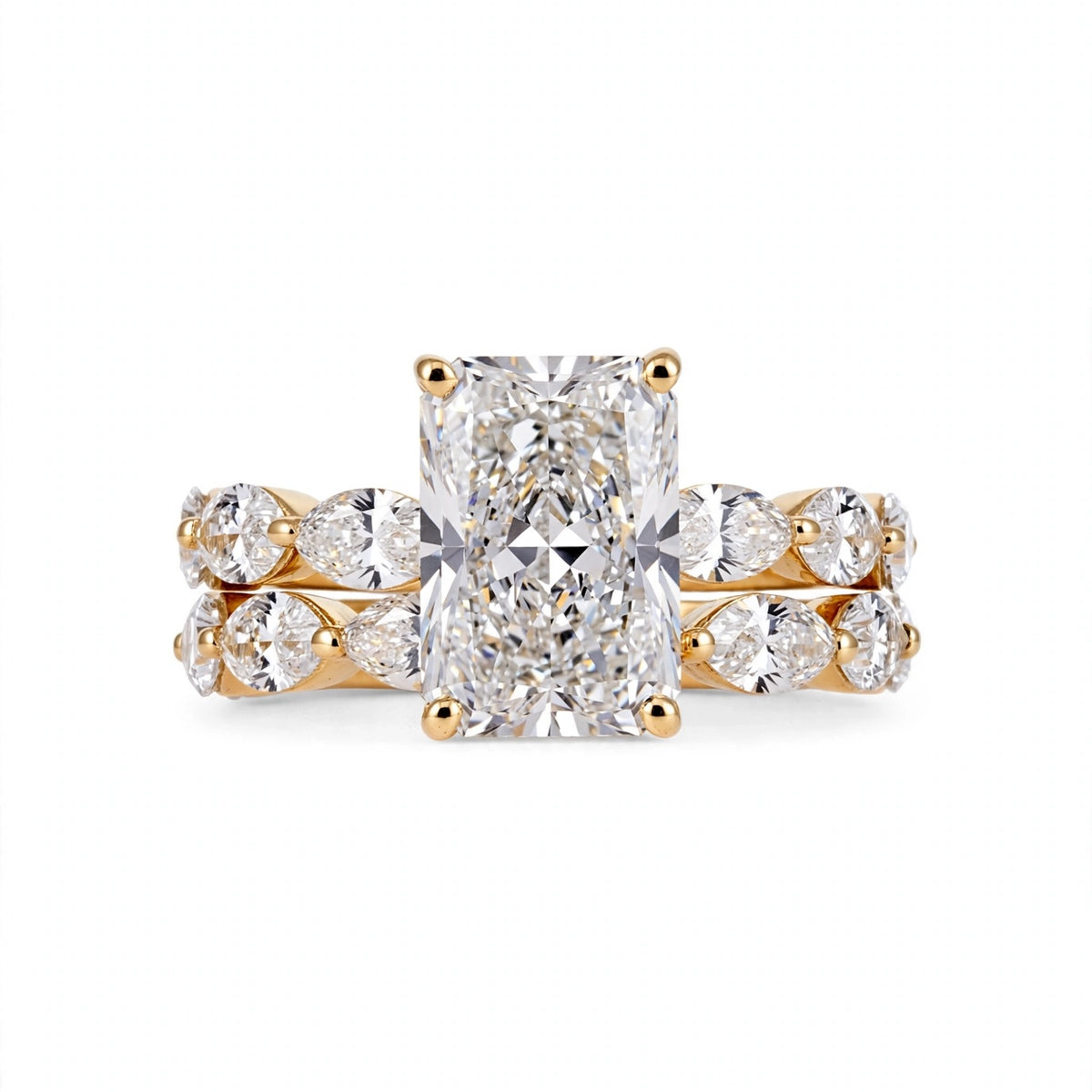 6.52 CT 14K LAB-GROWN DIAMOND ENGAGEMENT SET WITH ETERNITY BAND • 4.07 CARAT CENTER • E COLOR • VS1 CLARITY• IGI CERTIFIED