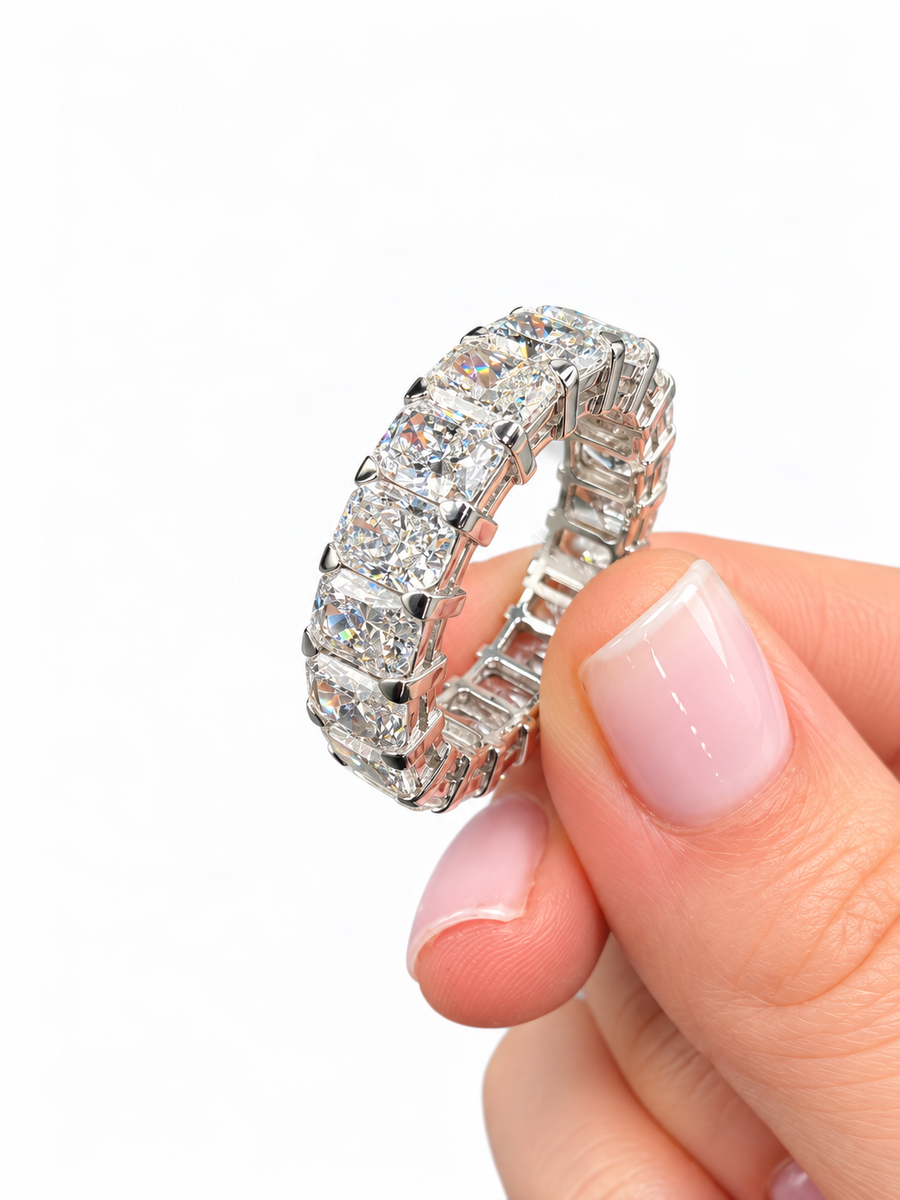 10K White Gold Non-Certified Lab-Grown Diamond Ring • 10.55 Carat Total Weight • E-F Color • Size 9.5
