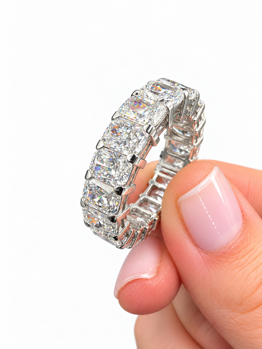 10K White Gold Non-Certified Lab-Grown Diamond Ring • 10.55 Carat Total Weight • E-F Color • Size 9.5