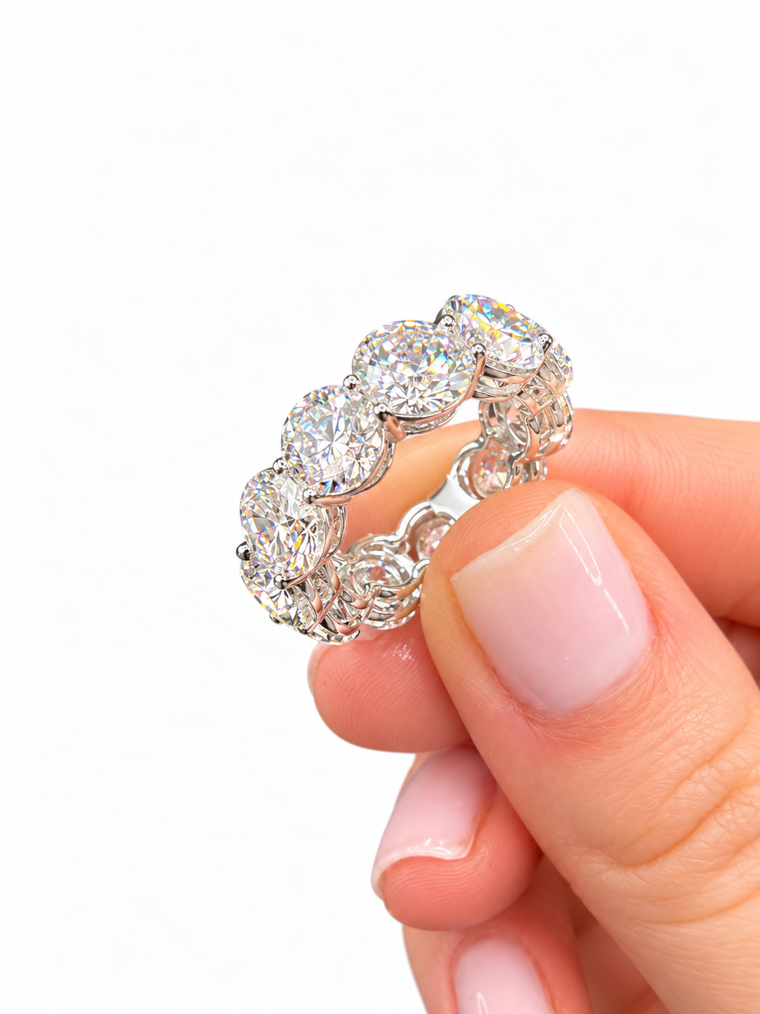 14K White Gold Non-Certified Lab-Grown Diamond Ring • 12 Carat Total Weight • E-F Color • Size 6.5