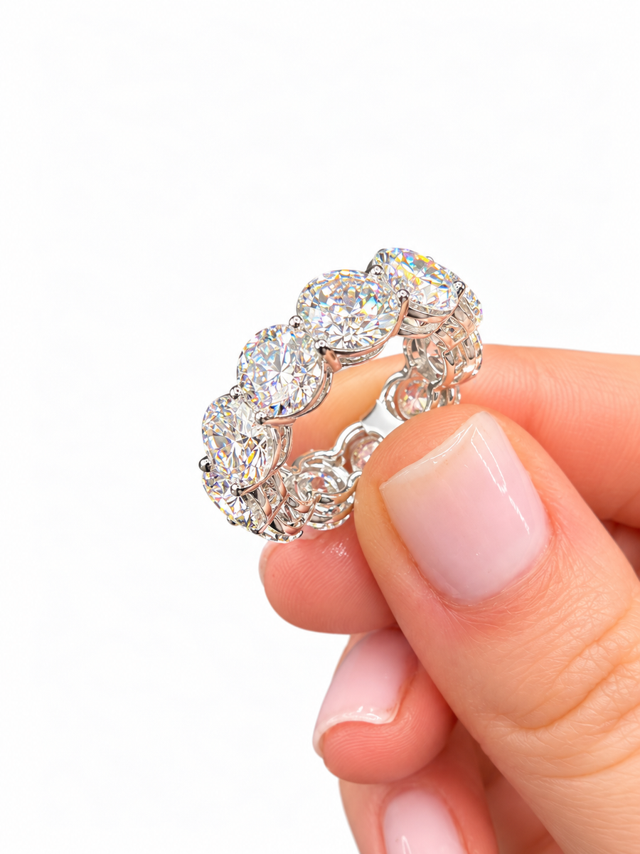 14K White Gold Non-Certified Lab-Grown Diamond Ring • 12 Carat Total Weight • E-F Color • Size 6.5