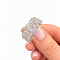 14K White Gold Non-Certified Lab-Grown Diamond Ring • 4.03 Carat Total Weight • E-F Color • 16 Round Stones • Size 7
